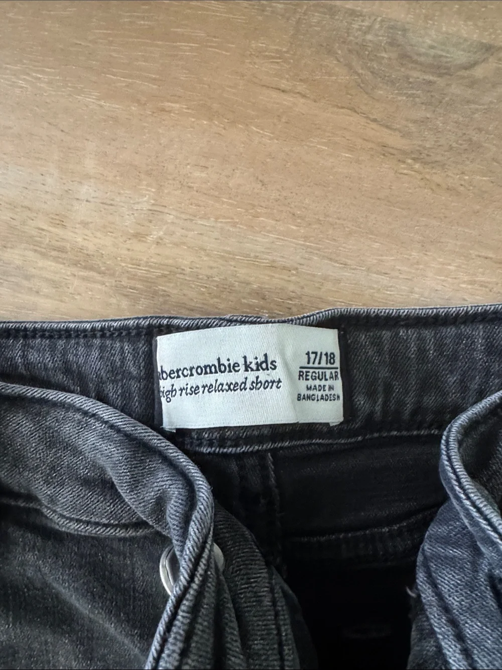 abercrombie kids Black Washed Denim Frayed Hem Shorts